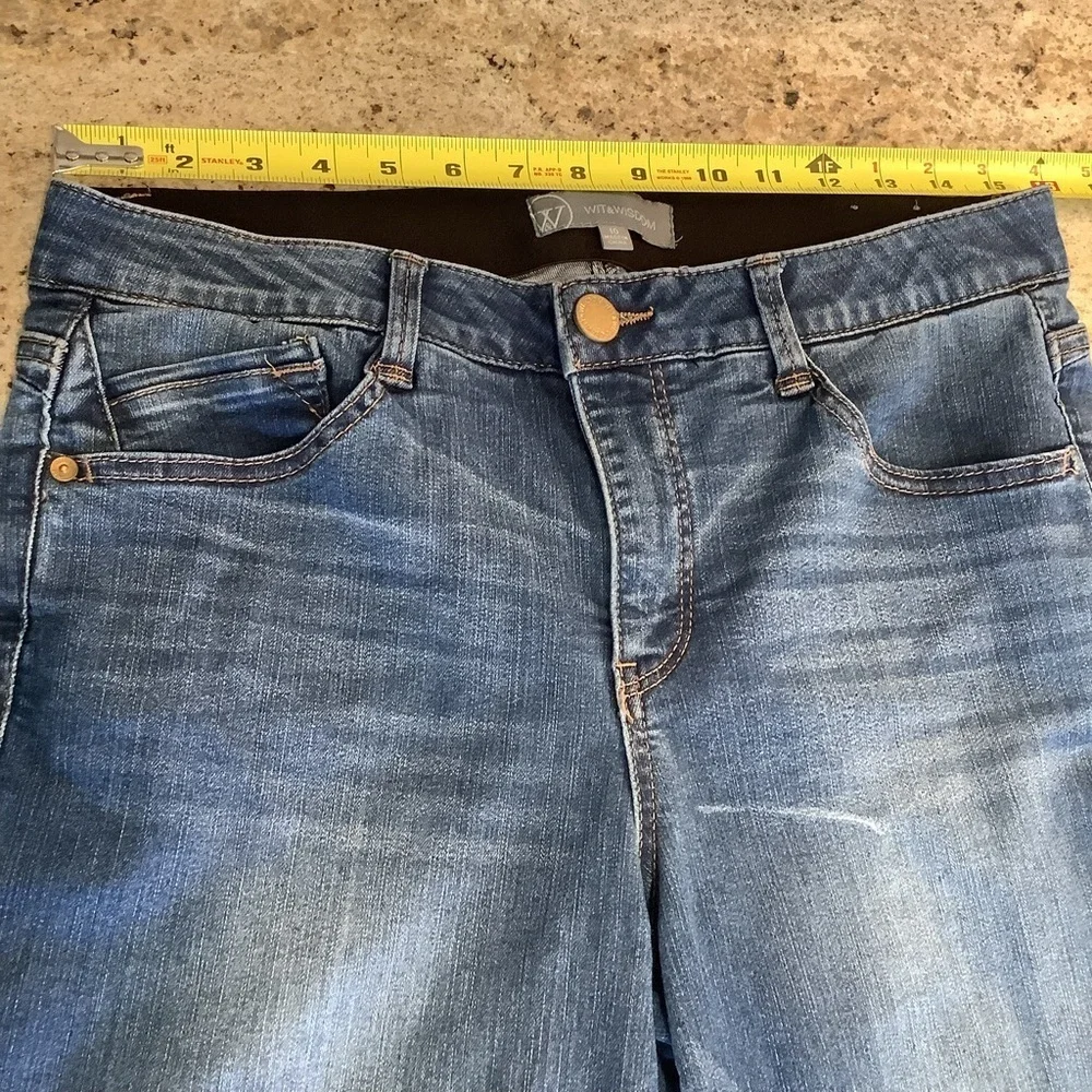 Wit & Wisdom Ab-solution Dark Blue Long Denim Jean Shorts Size 10 Cuffed